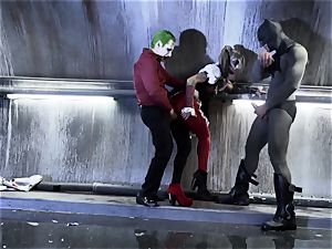 pornography parody DC gonzo - assfuck three-way in Gotham's cave